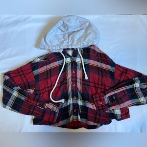 American eagle cropped hooded flannel
